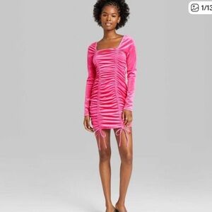 Wild Fable Vibrant Pink Velour Dress